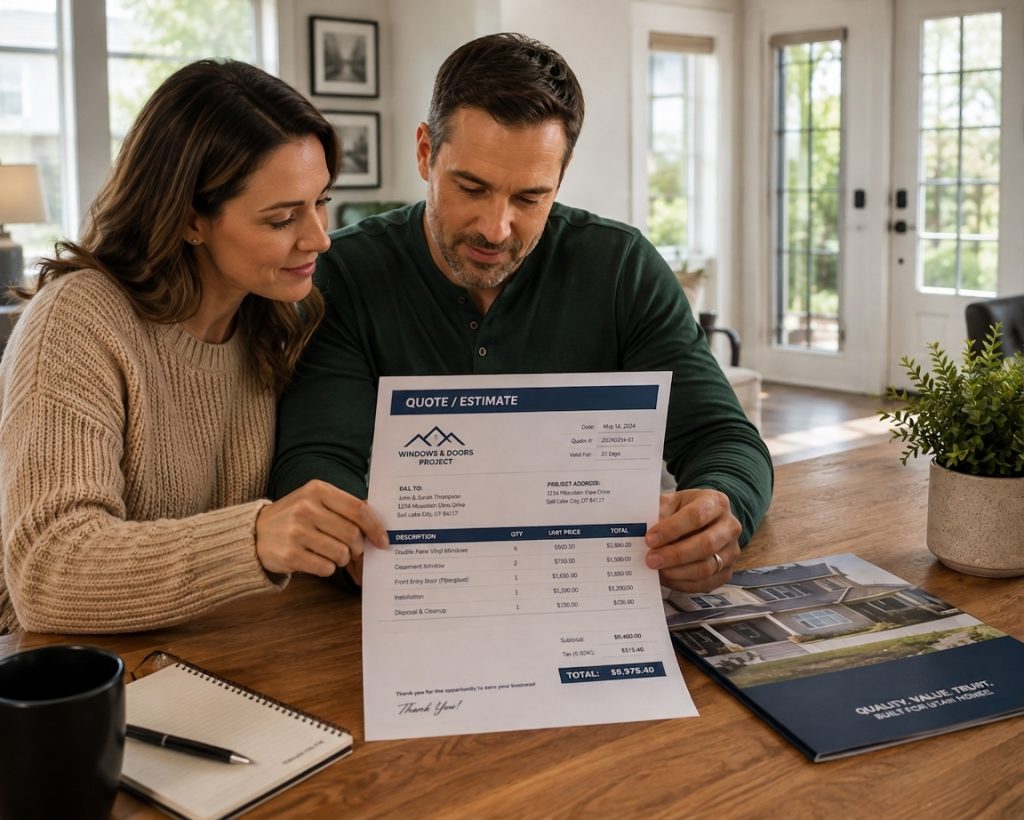 Homeowner comparing bulk window purchase pricing