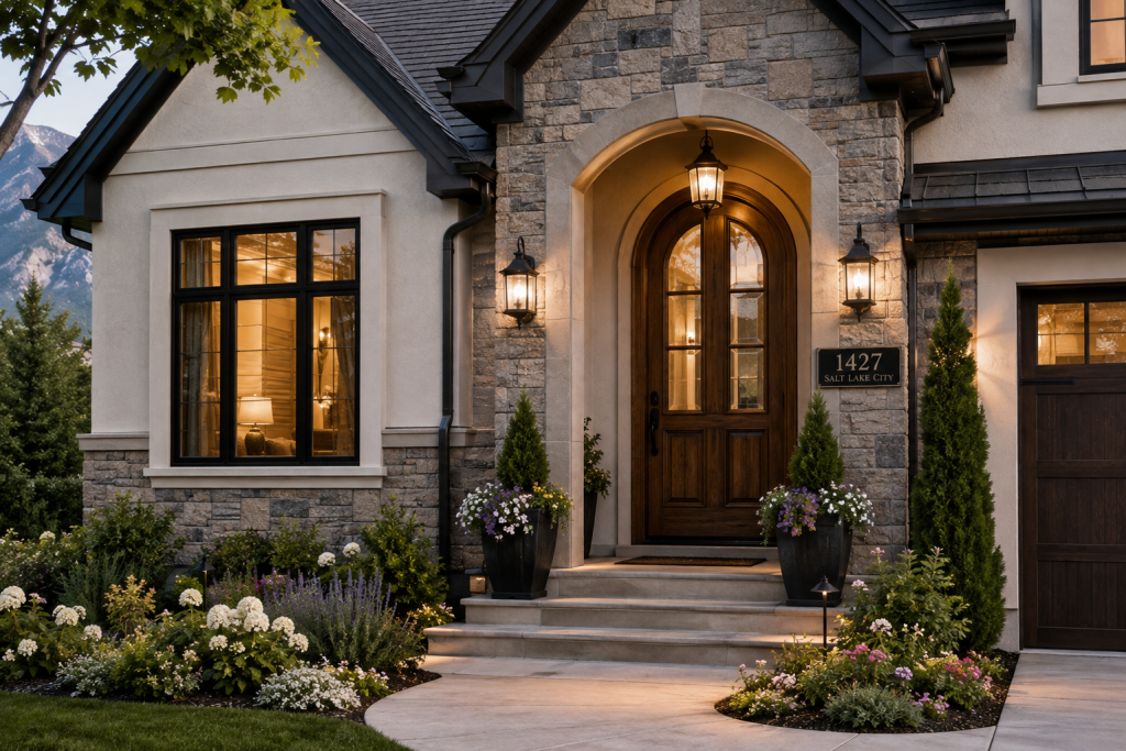Custom doors curb appeal Salt Lake City home
