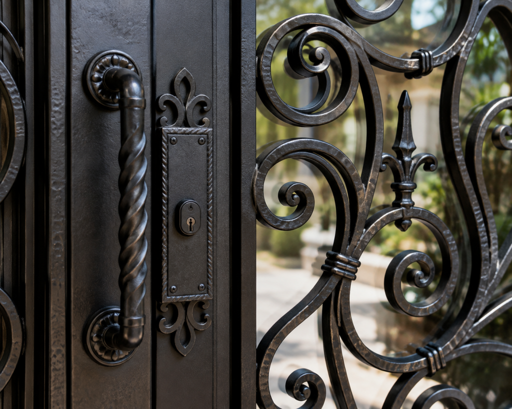 Custom iron door detail Salt Lake City