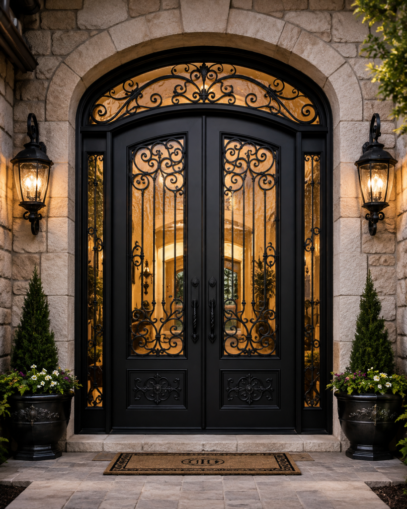 Wrought iron front door Salt Lake City home