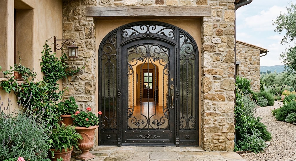 Custom iron entry door Salt Lake City home