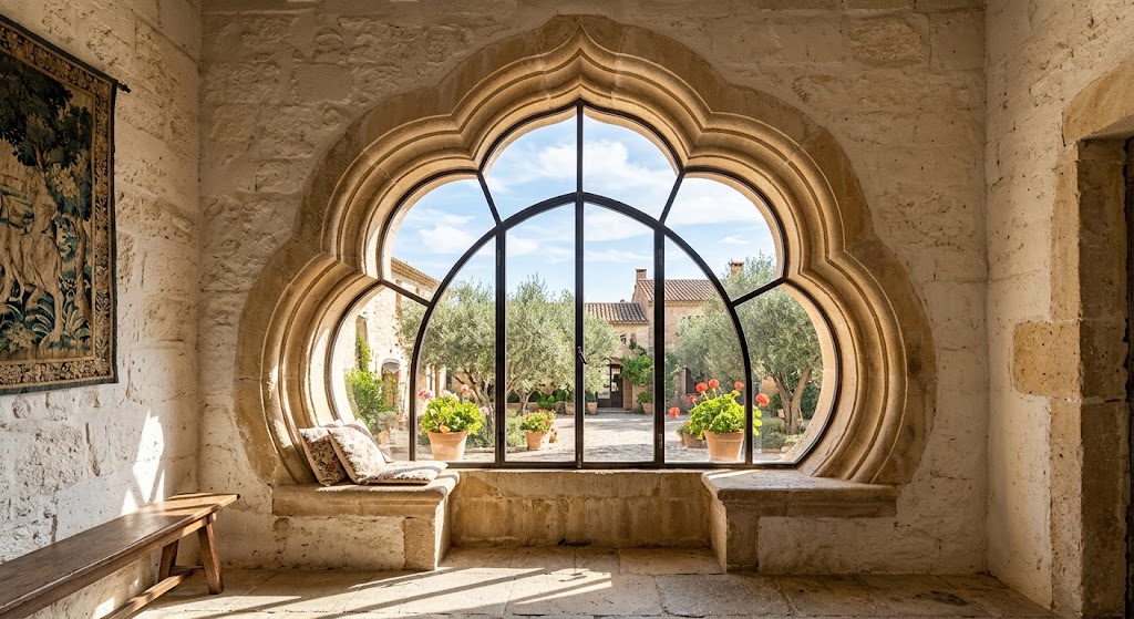 Custom-shaped window adding architectural interest