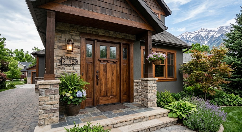 Custom wood door Salt Lake City home