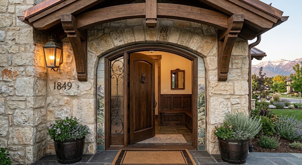 Fiberglass front entry door installed on Salt Lake City home