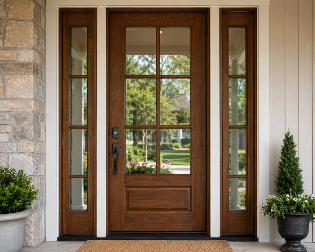 Glass entry door Salt Lake City home