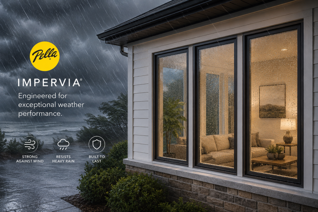Pella Impervia windows showing exterior weather performance