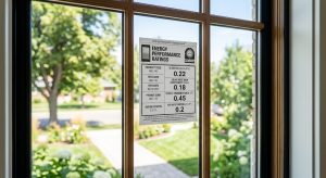 U-factor and SHGC rating label on replacement window
