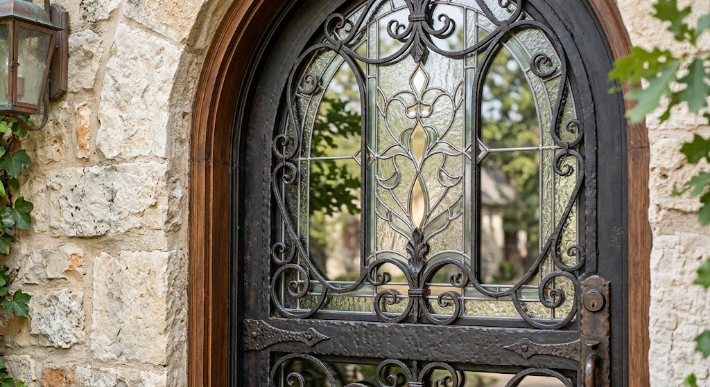 Wrought iron front entry door detail, Salt Lake City UT