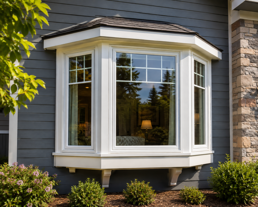 Bay window exterior showing its rounded protrusion