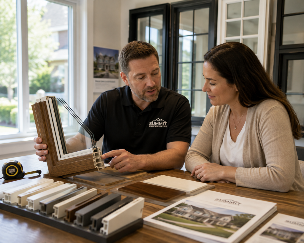 Homeowner choosing replacement windows in Salt Lake City