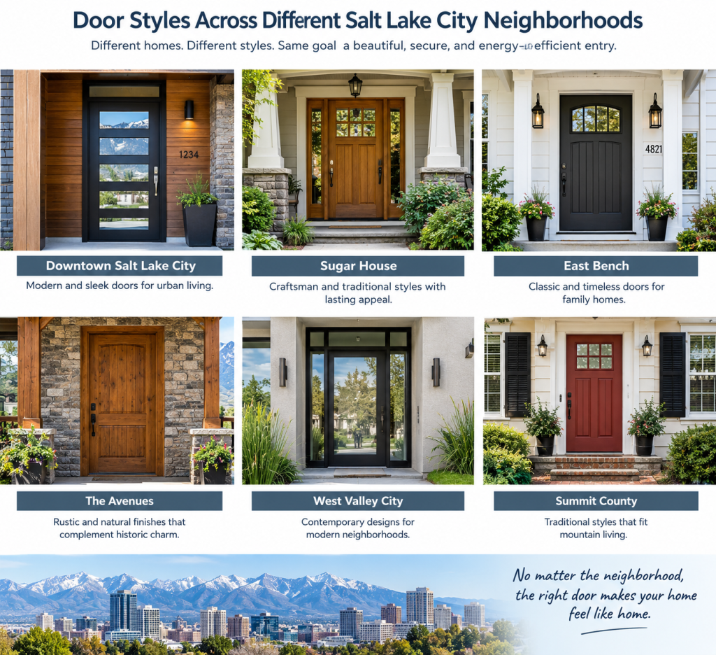 Door styles across different Salt Lake City neighborhoods