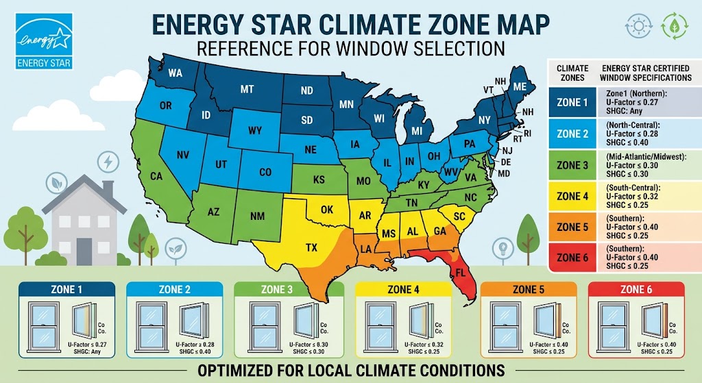ENERGY STAR climate zone map reference for window selection