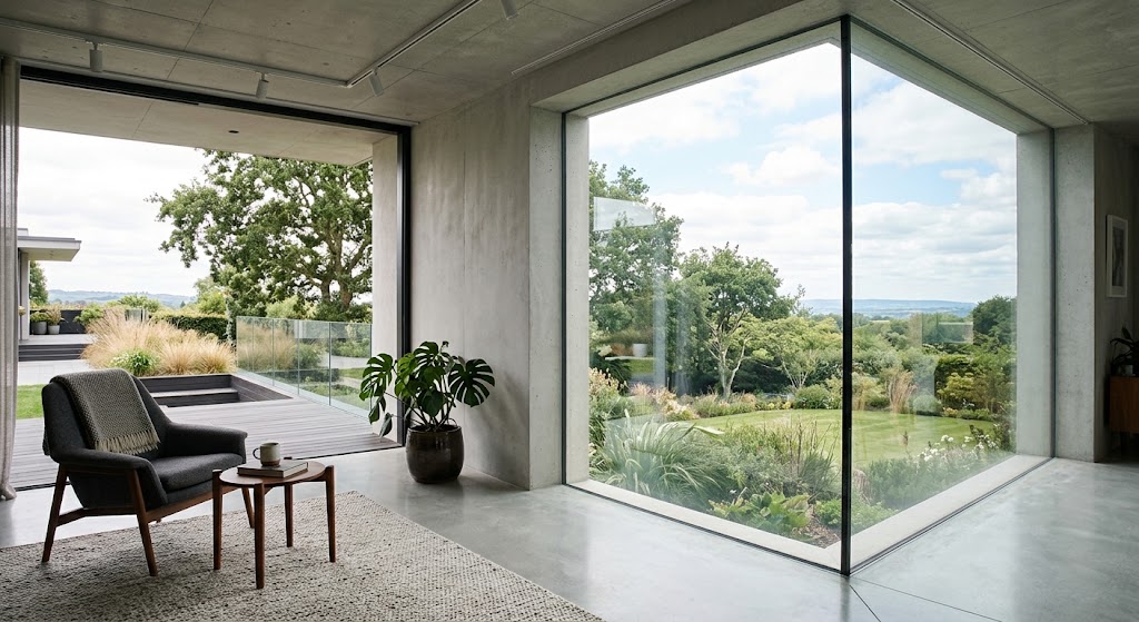Frameless window with a clean, modern profile