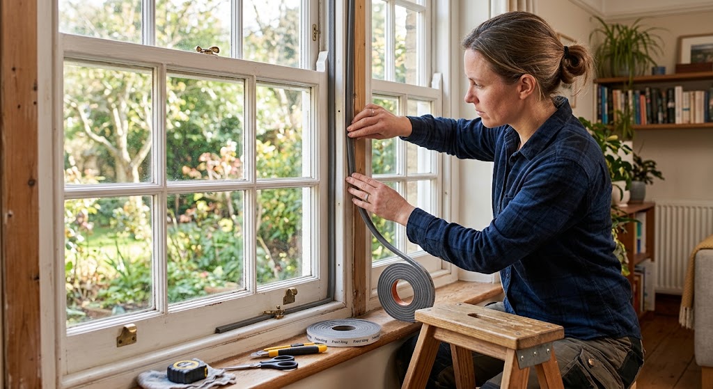 Installing weatherstripping on a window frame
