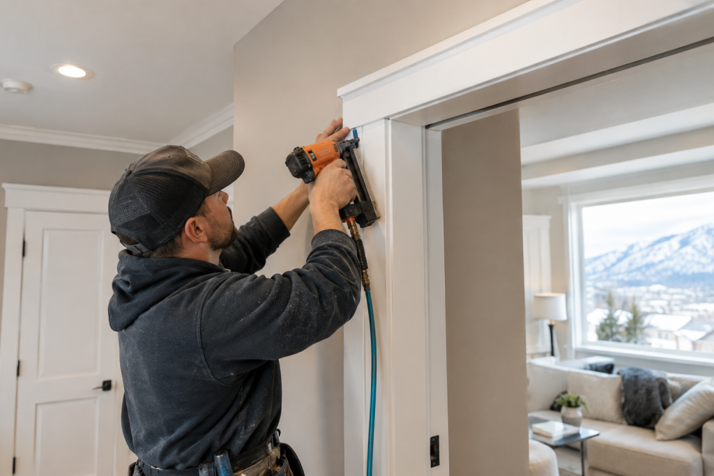 Interior trim installation in a Salt Lake City home