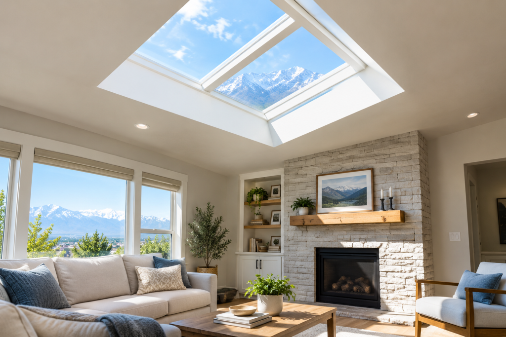 Skylight installation bringing natural light into a Salt Lake City home