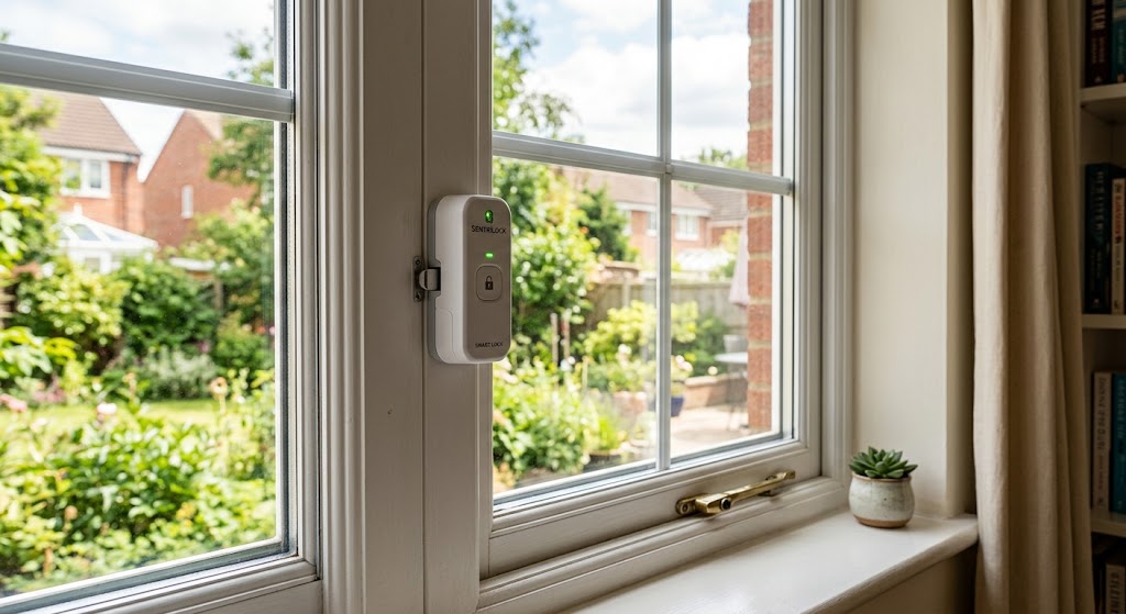 Smart window lock on a residential window