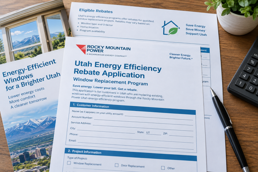 Utah utility rebate paperwork for a window replacement project