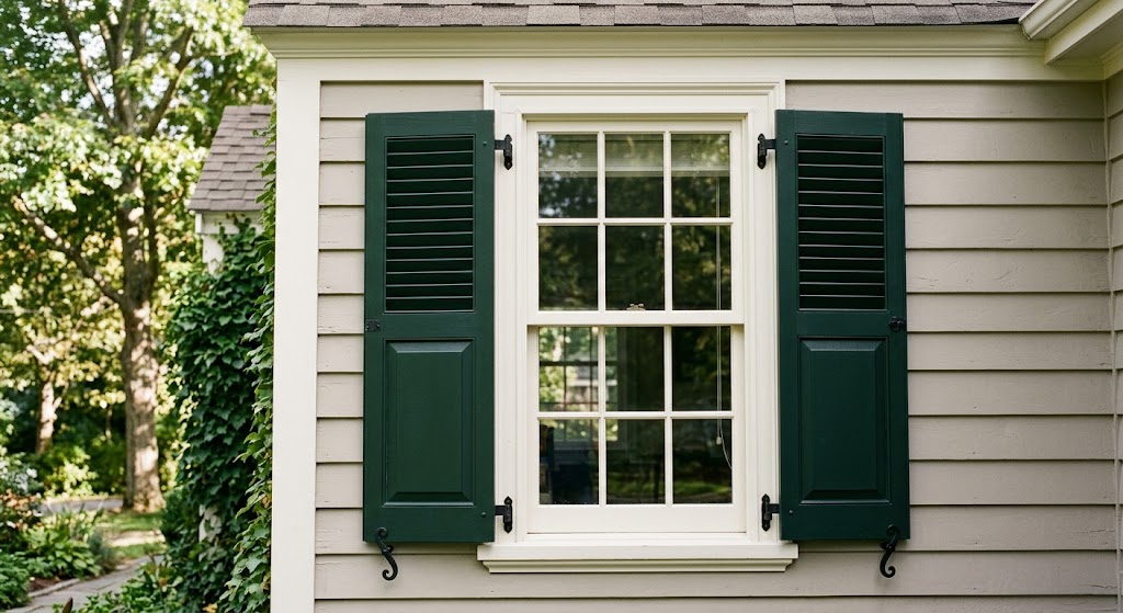 Colonial-style window paired with exterior shutters
