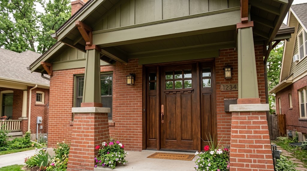Craftsman-style door on a Sugarhouse bungalow
