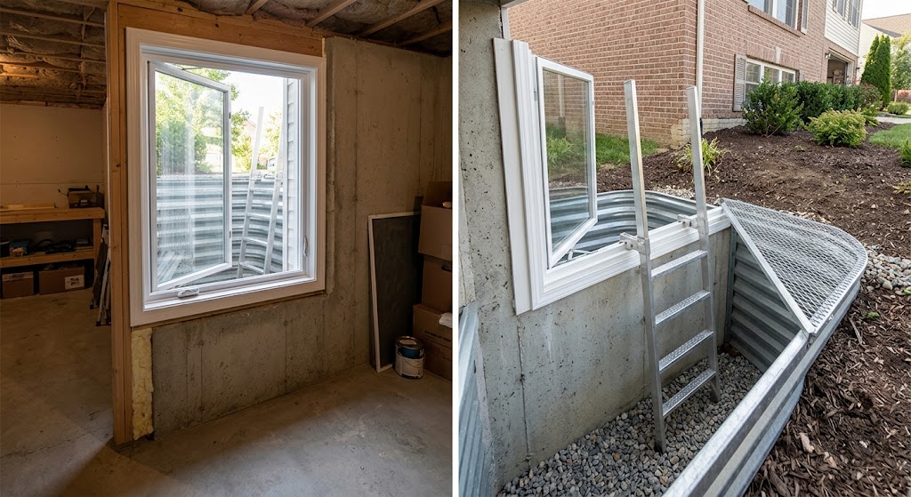 Egress window meeting minimum code opening size