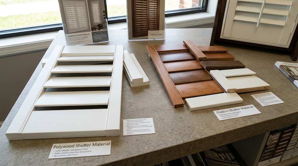 Polywood and Ovation shutter material samples