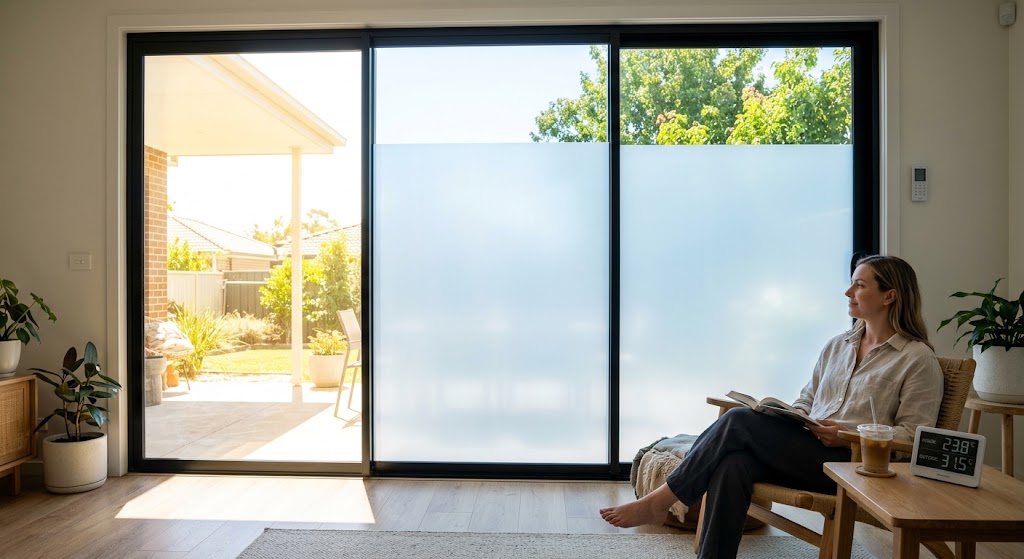 Smart film reducing heat gain through a window