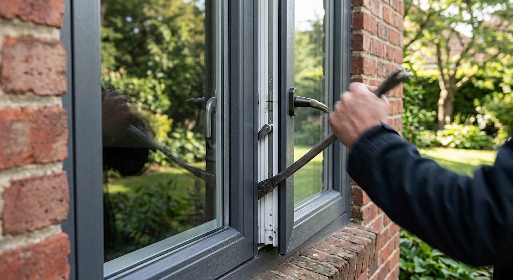 Vinyl casement window frame resisting tampering