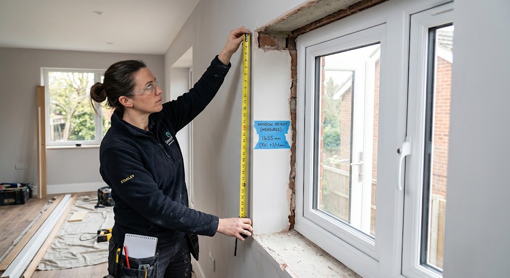 Measuring window height with fitting tolerance