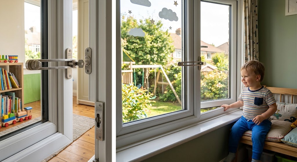 Window with a safety feature for a home with kids
